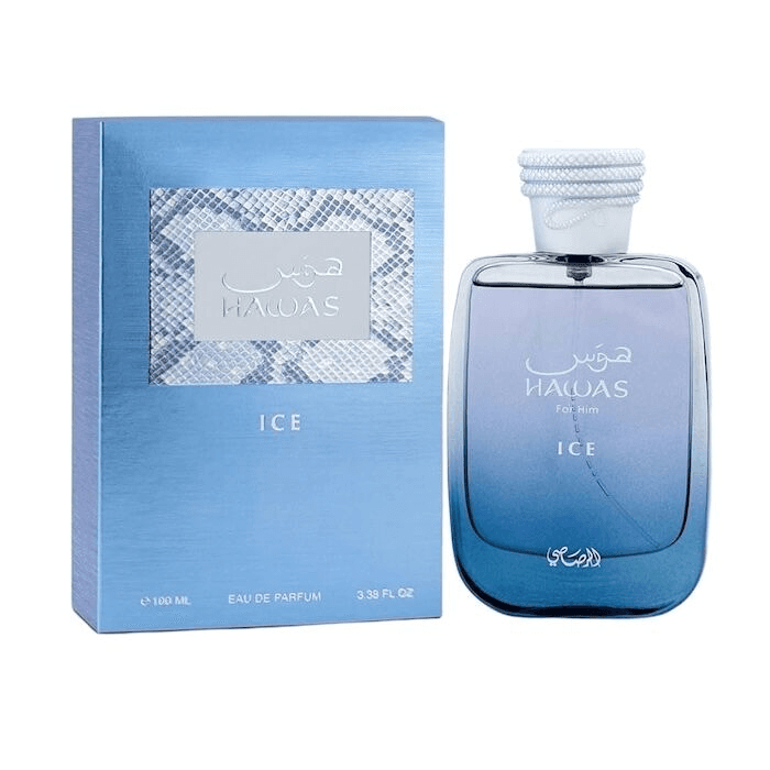 Rasasi Hawas Ice 100ml — bottle and packaging